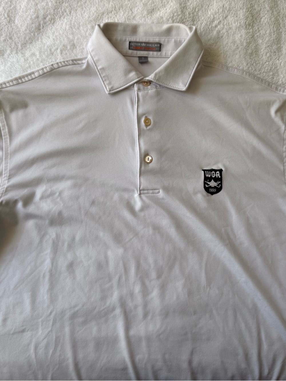 Peter Millar White Polo with Green Embroidered Crest
